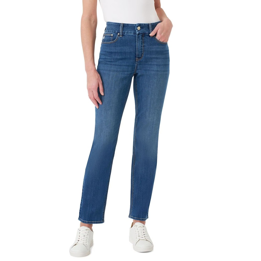 Seven7 Womens Tummyless Slim Straight Jean Size 4 Medium Wash High Rise NEW